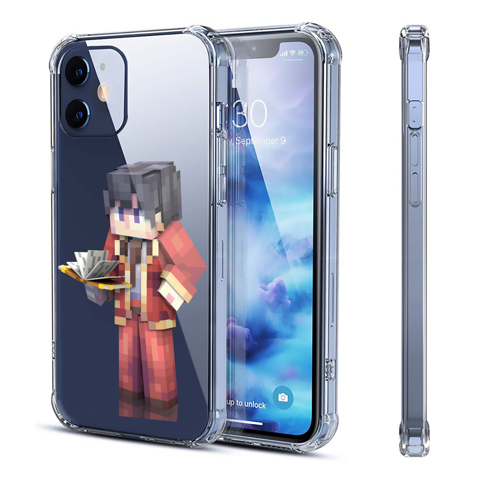 （画像用） マインクラフト ブロックの世界 Minecraft MC Block world 【iPhone 12シリーズ対応】透明スマホケース（クリアソフトケース）